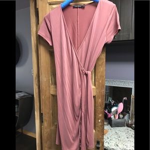Hippie Chic wrap dress small mauve mini